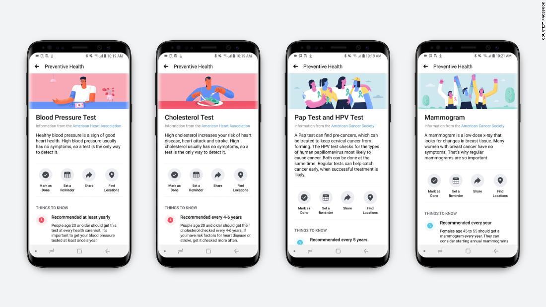 Facebook lancia preventive health, un nuovo servizio che ci aiuta nella cura del nostro corpo