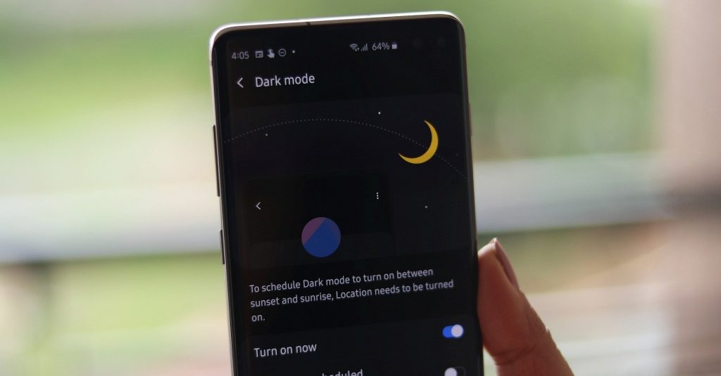 Dark mode per samsung health