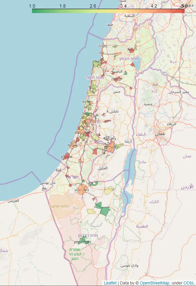 Coronavirus cov19 mappa Israele 