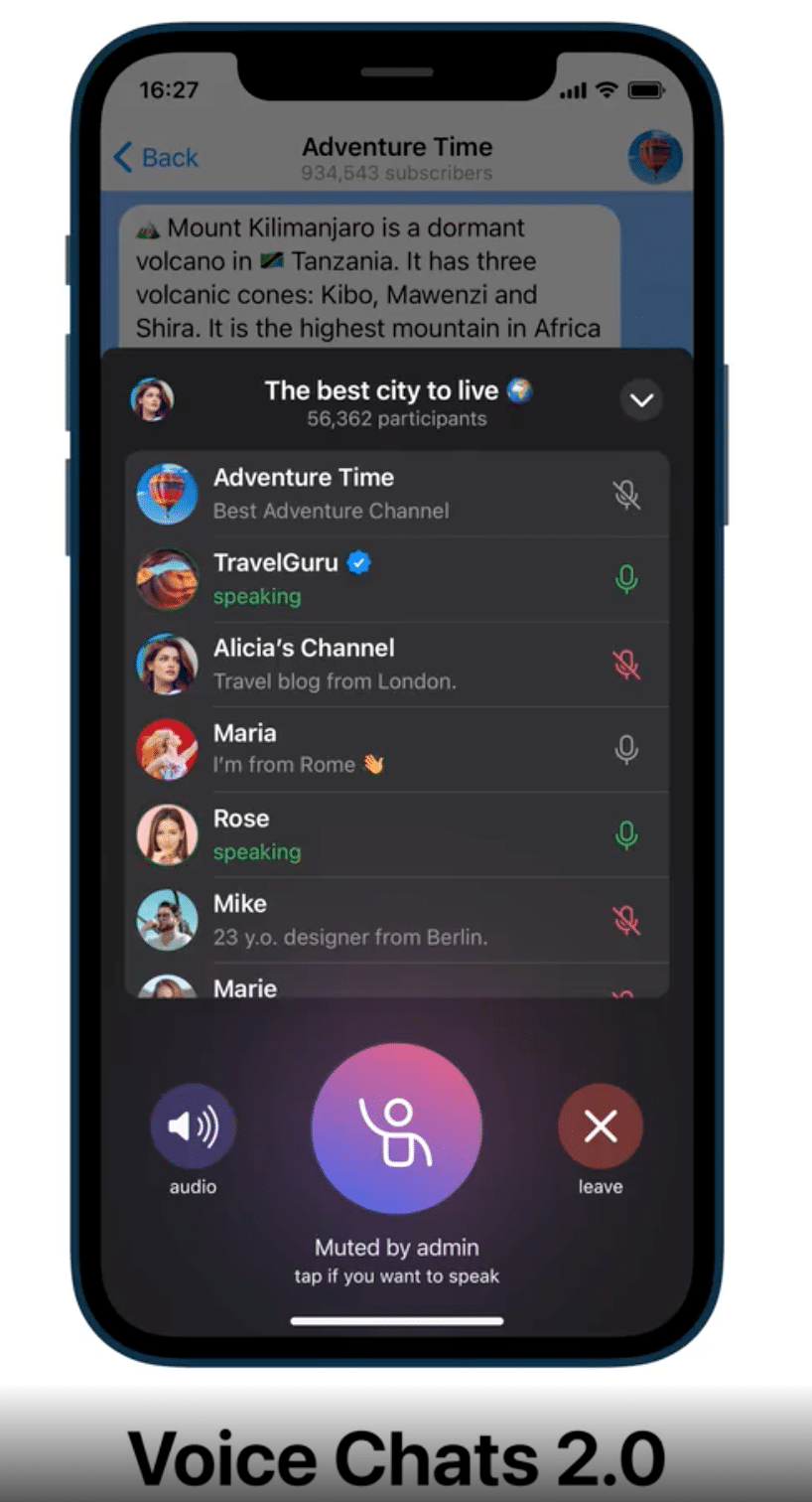 Voice Chat 2.0 di Telegram