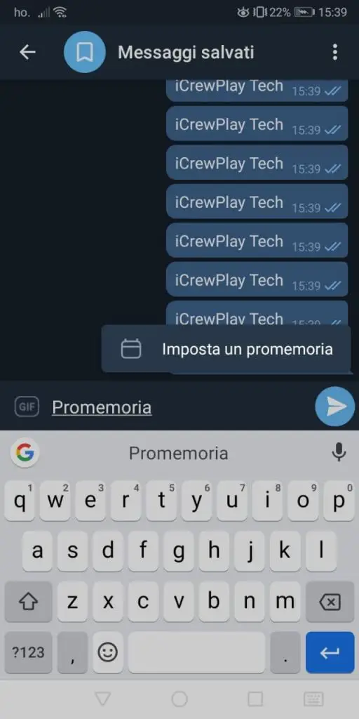 Come creare un promemoria su Telegram step1