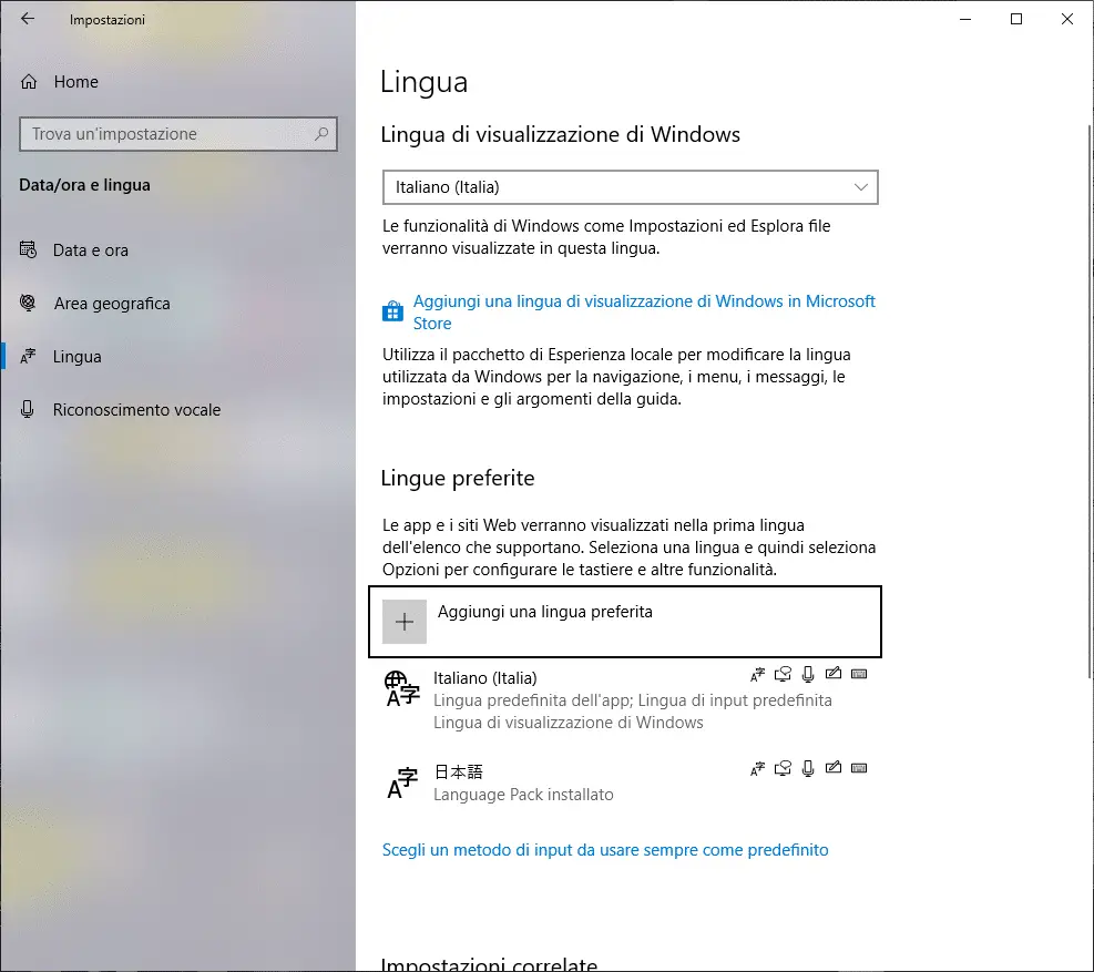 Adding a language on Windows 10 and its keyboard step2