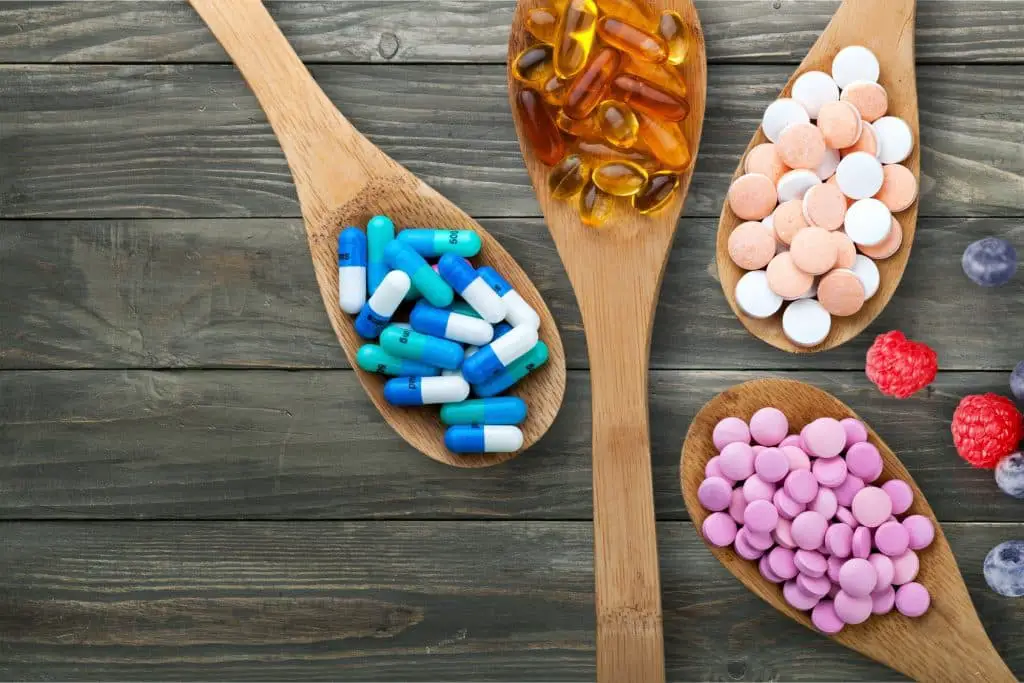Sports food supplements, paracetamol, multivitamins