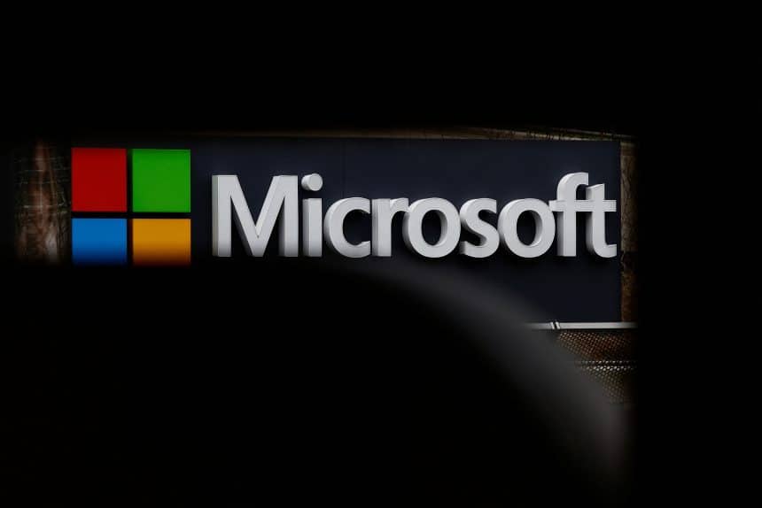 Logo microsoft presso gli uffici dell’azienda