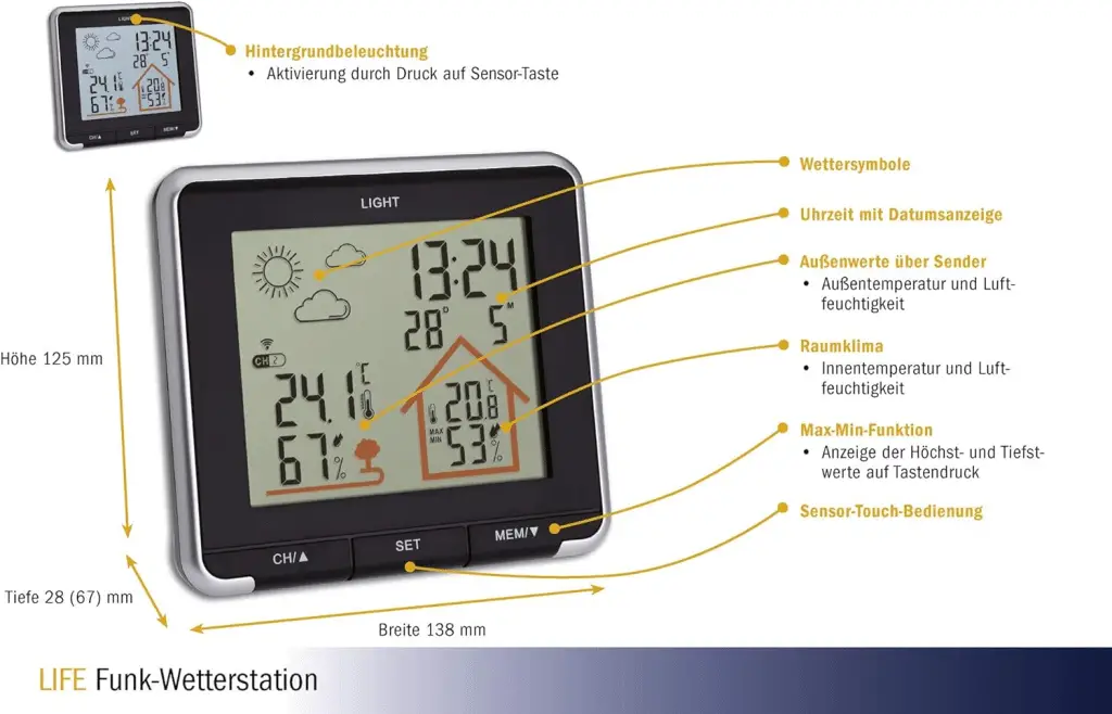 Tfa dostmann stazione meteo con sensore esterno, digitale life, 35. 1153. 01