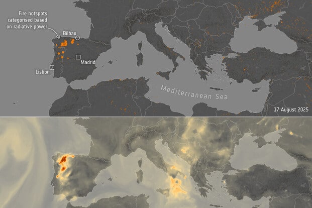 Incendi in spagna e portogallo: le immagini satellitari mostrano focolai, fumo e smog %incendi in spagna e portogallo: le immagini satellitari mostrano focolai, fumo e smogcount(title)% Incendi in spagna e portogallo: le immagini satellitari mostrano focolai, fumo e smog