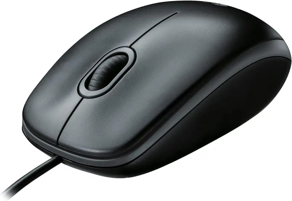 Logitech b100, mouse usb cablato con 3 pulsanti e ambidestro