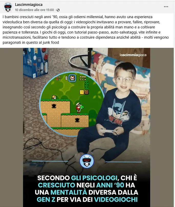 Lo strano post social dei videogiochi anni 90 che sarebbero migliori secondo uno psicologo