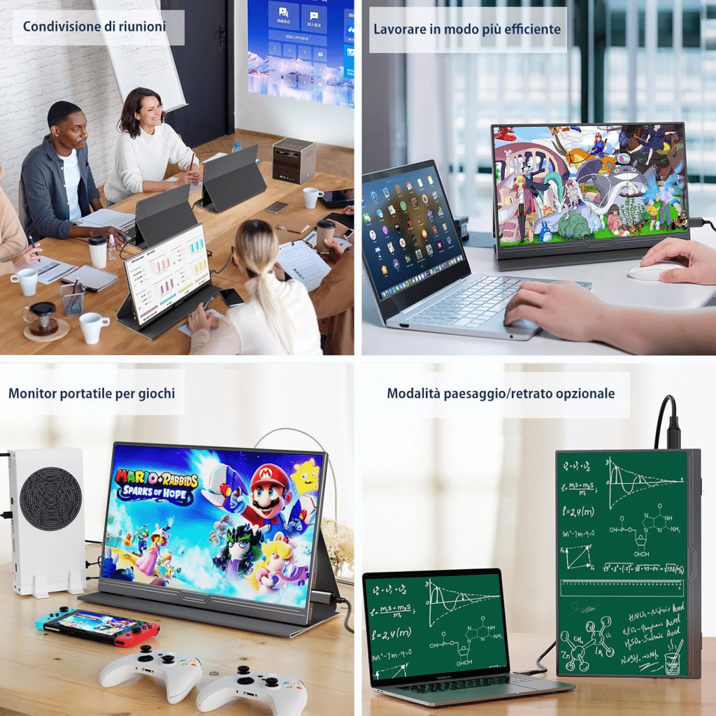 Cuiuic monitor portatile, 15. 6'' ips fhd 1920x1080 con hdr