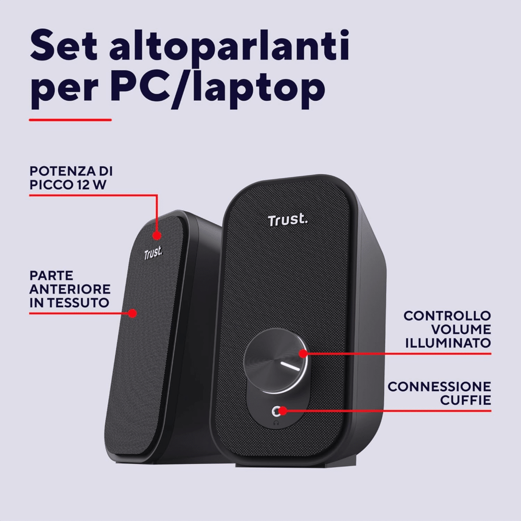 Trust orada casse pc usb 2. 0 12w con connessione jack