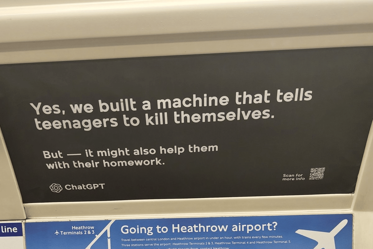 Chatgpt finisce nei manifesti shock contro l’ia a londra