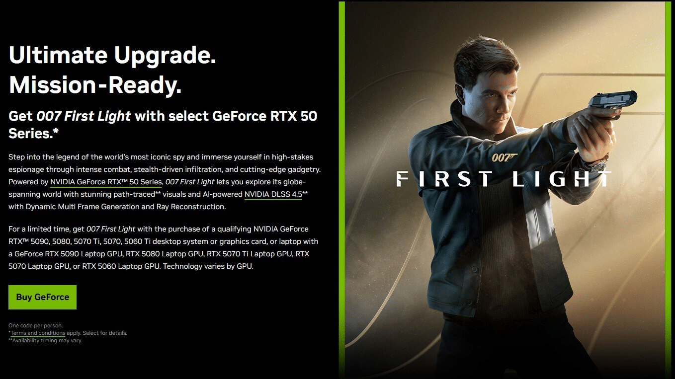 Nvidia regala 007 first light con le rtx 50 blackwell