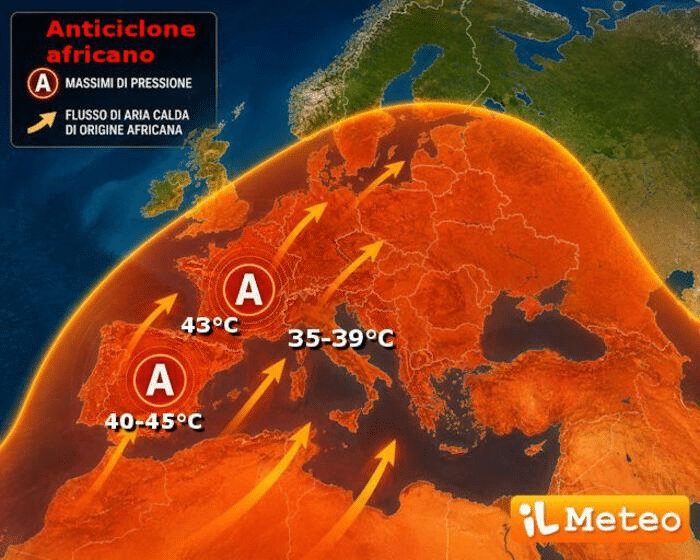 Anticiclone subtropicale sull'italia: caldo fino a 39 gradi