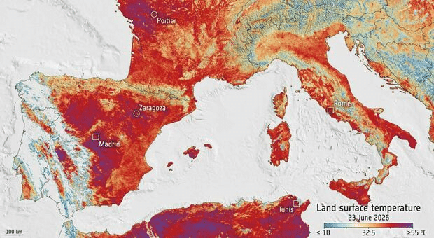 Caldo in europa: suolo a 50 gradi e 18 bollini rossi
