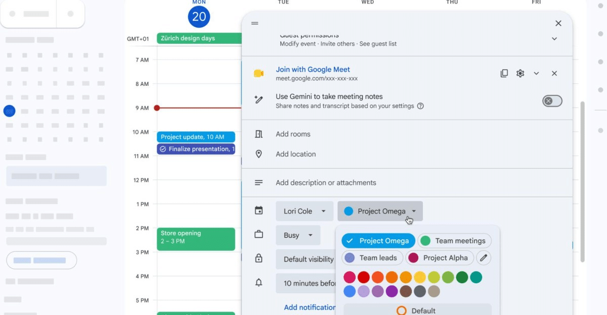 Google calendar colori: fino a 200 opzioni per gli eventi