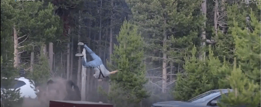 Bisonte carica un uomo a yellowstone, l'animale reagisce in modo feroce (video)