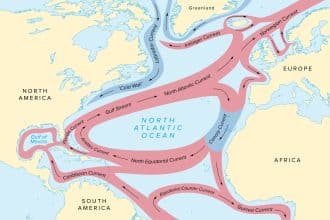 Schema delle correnti atlantiche amoc e del trasporto di calore verso il nord atlantico