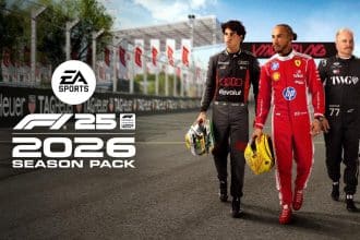 Monoposto di f1 25 in pista con grafica avanzata e riflessi realistici