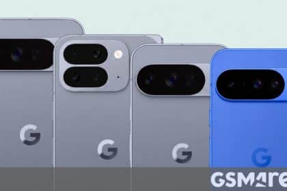 Smartphone google pixel 11 con fotocamera posteriore e display acceso