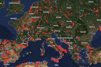 Mappa satellitare degli incendi boschivi e delle aree bruciate in europa meridionale