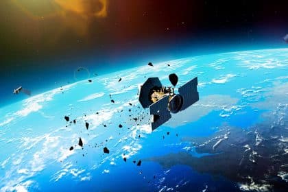 Satelliti starlink in orbita bassa durante una fase di rientro controllato nell’atmosfera