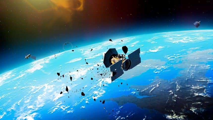 Satelliti starlink in orbita bassa durante una fase di rientro controllato nell’atmosfera