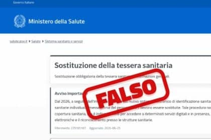 Email fraudolenta sul rinnovo della tessera sanitaria mostrata su uno smartphone