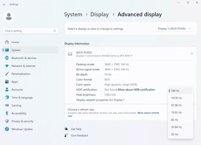 Monitor nero per qualche secondo a 144 o 165 hz: perché succede e come risolvere