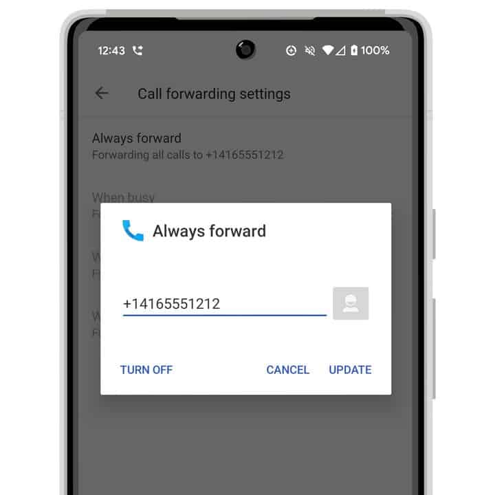 Controllo delle impostazioni di deviazione delle chiamate sullo smartphone