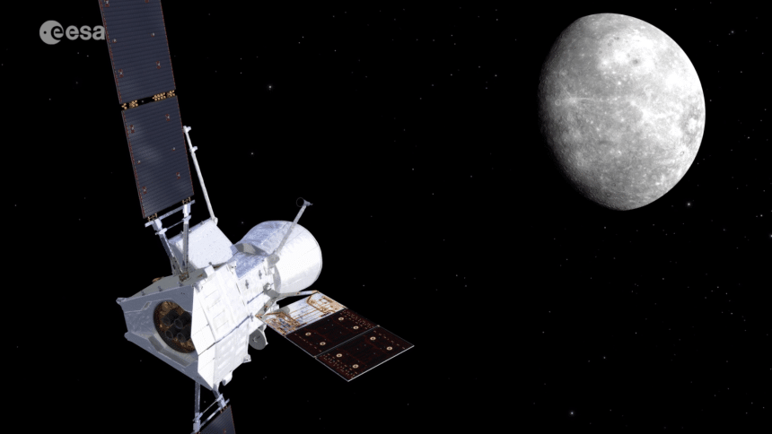 BepiColombo in avvicinamento a Mercurio durante la fase di arrivo