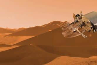 Illustrazione della missione nasa dragonfly su titano