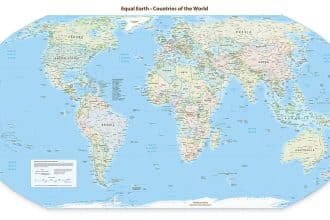 Mappa del mondo con proiezione equal earth