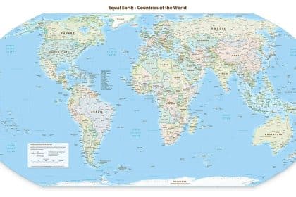 Mappa del mondo con proiezione equal earth
