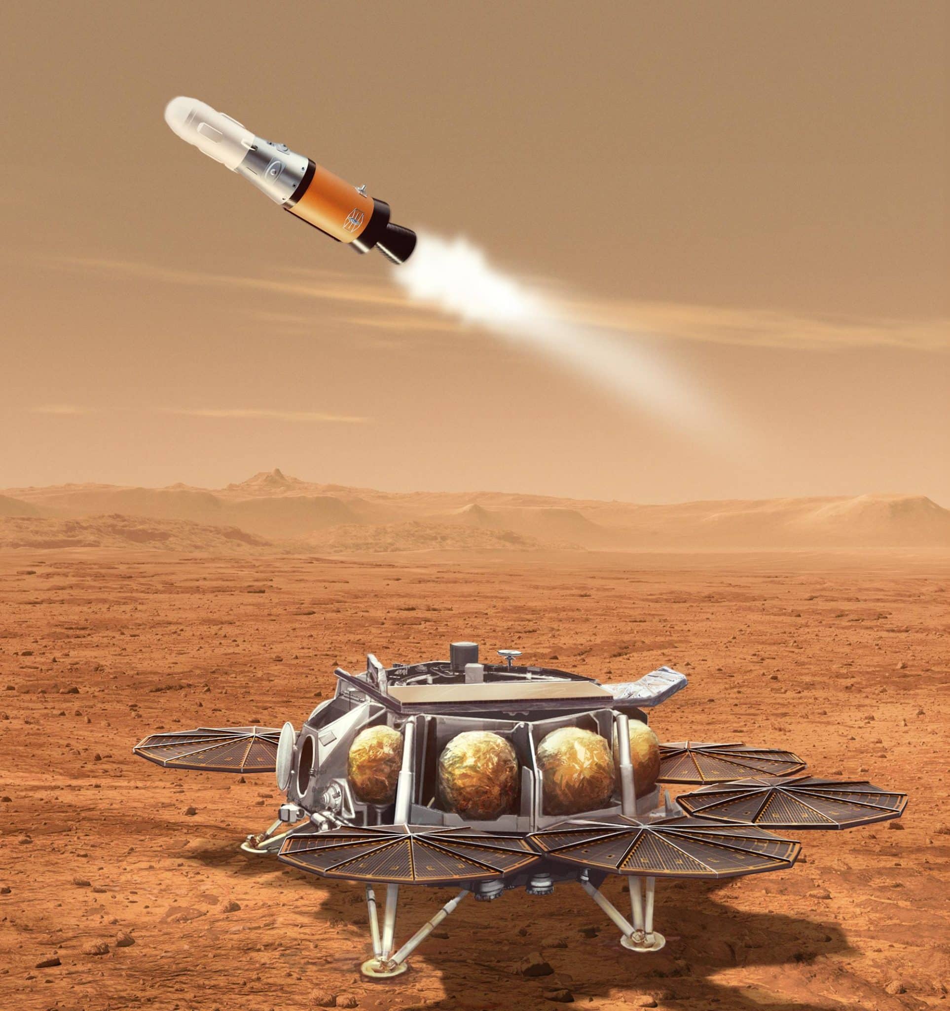 Tornare da marte è molto più difficile che arrivarci: ecco perché %tornare da marte è molto più difficile che arrivarci: ecco perchécount(title)% Concept nasa del mars ascent vehicle in partenza dalla superficie di marte