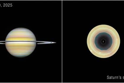 Decagono al polo sud di saturno osservato dal telescopio hubble