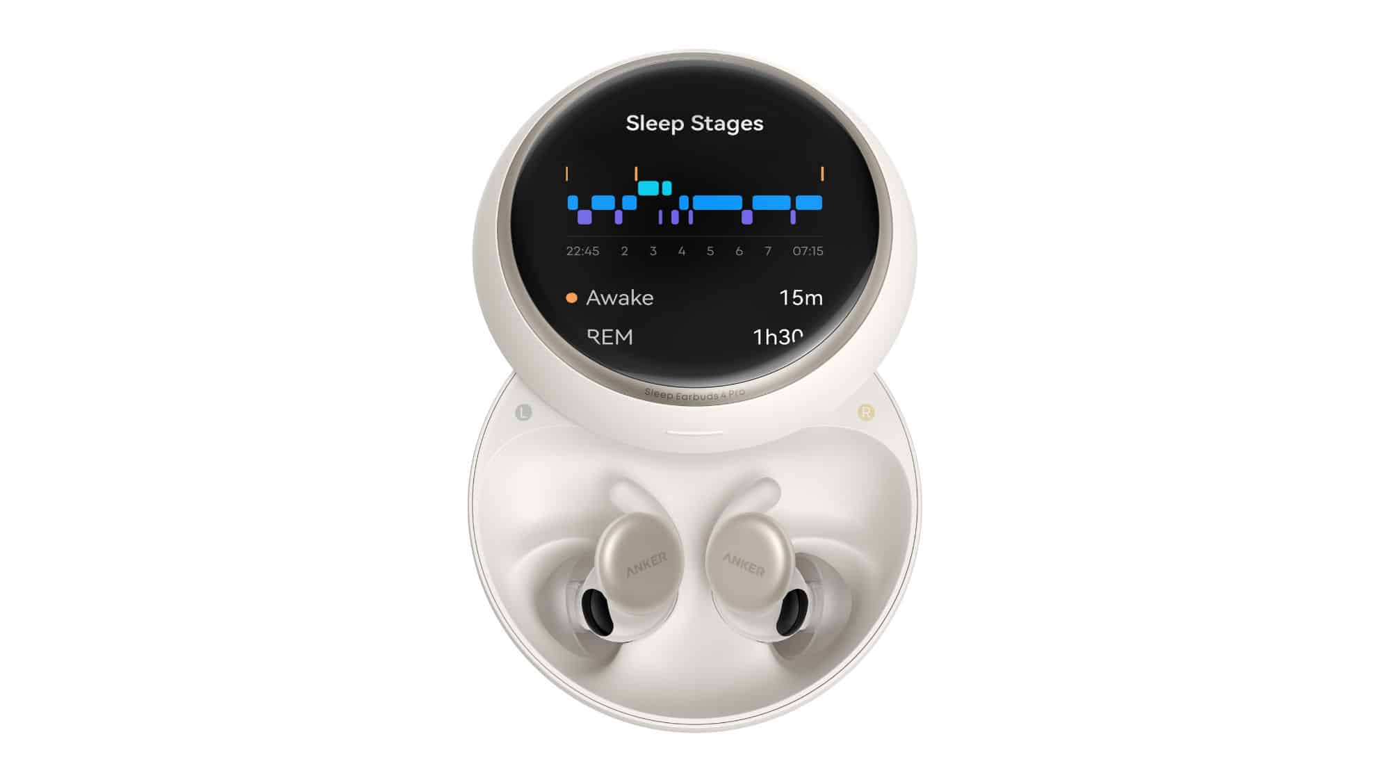 Soundcore sleep earbuds 4 pro con sleephub Soundcore sleep earbuds 4 pro con auricolari e custodia sleephub aperta
