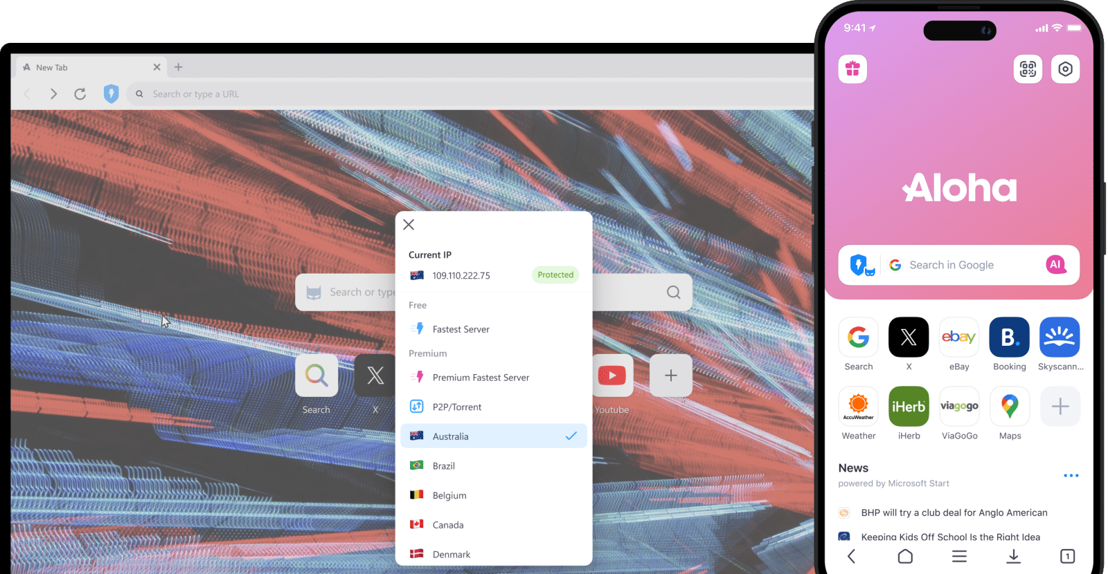 Aloha browser e vpn