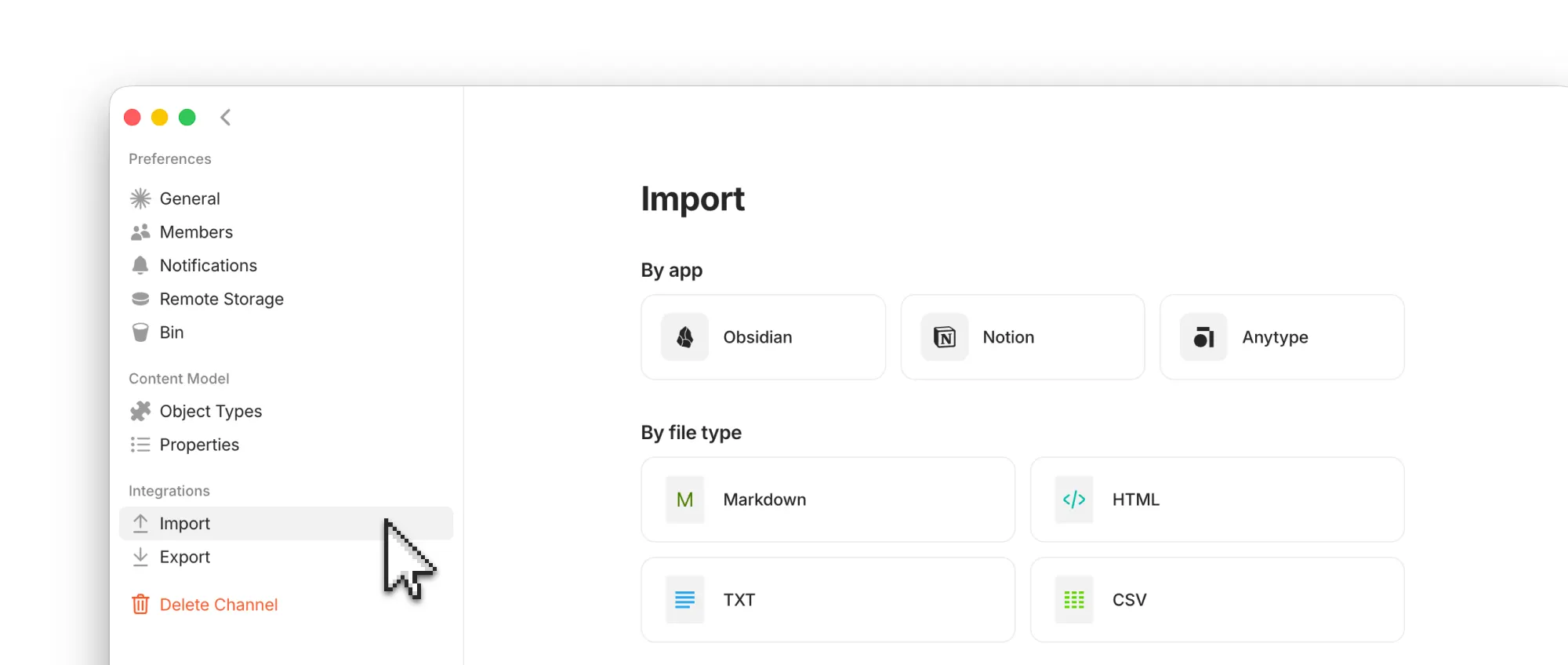Da notion ad anytype: come trasferire note, database e allegati %da notion ad anytype: come trasferire note, database e allegaticount(title)% Opzioni di importazione nella documentazione ufficiale anytype