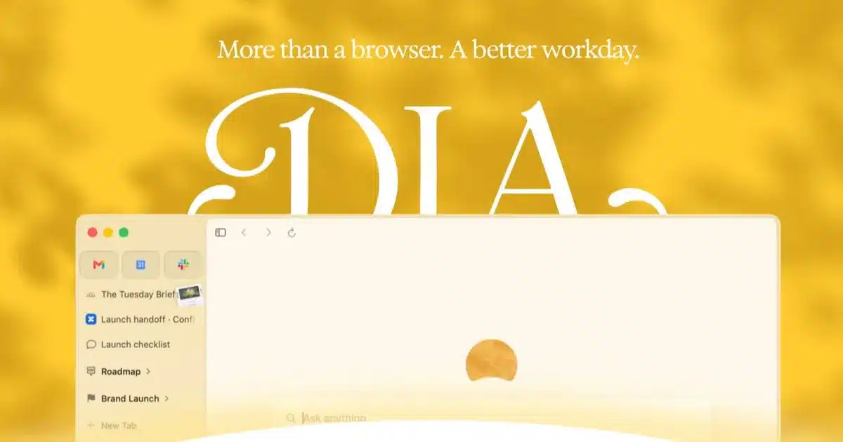 Dia, il browser proposto da the browser company per importare i dati di arc