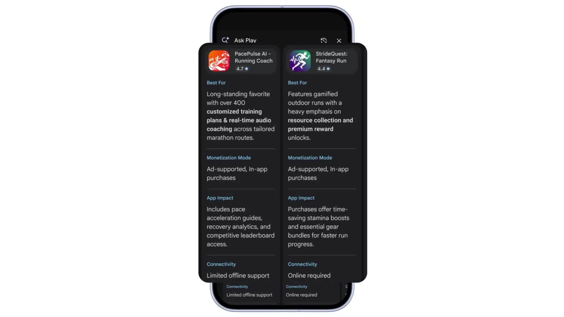 Ask play confronta le app: cosa cambia nel google play store %ask play confronta le app: cosa cambia nel google play storecount(title)% Confronto affiancato tra app nella dimostrazione google di ask play
