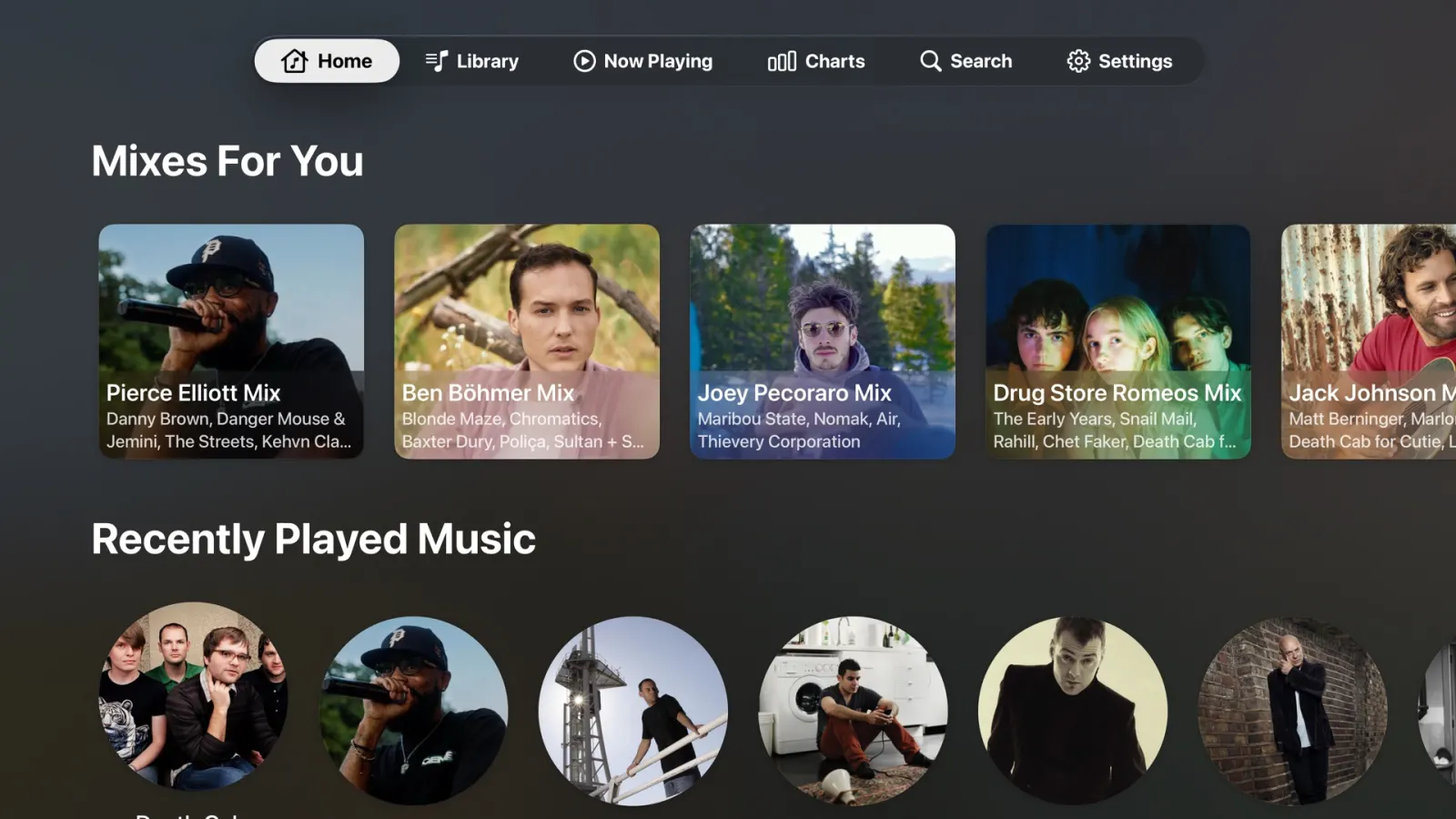 Schermata caldera music su apple tv