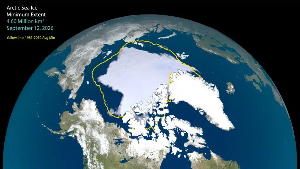Minimo del ghiaccio marino artico nel 2026 secondo nasa e nsidc