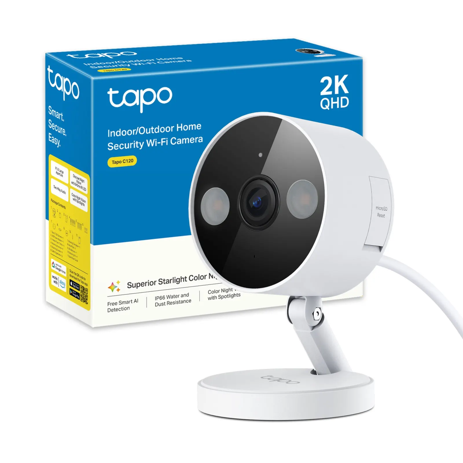 Telecamera tp-link tapo c120 bianca con confezione ufficiale