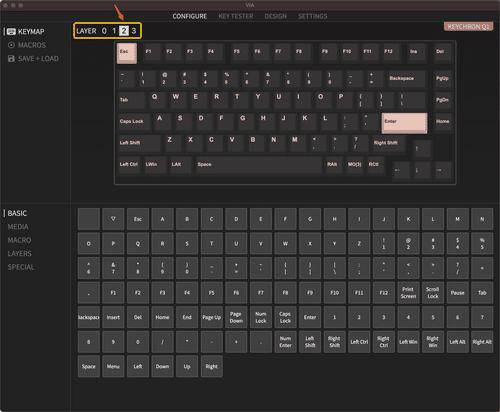 Layer 2 windows della keychron q1 in via